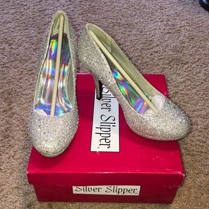 Silver Close Toed Pumps